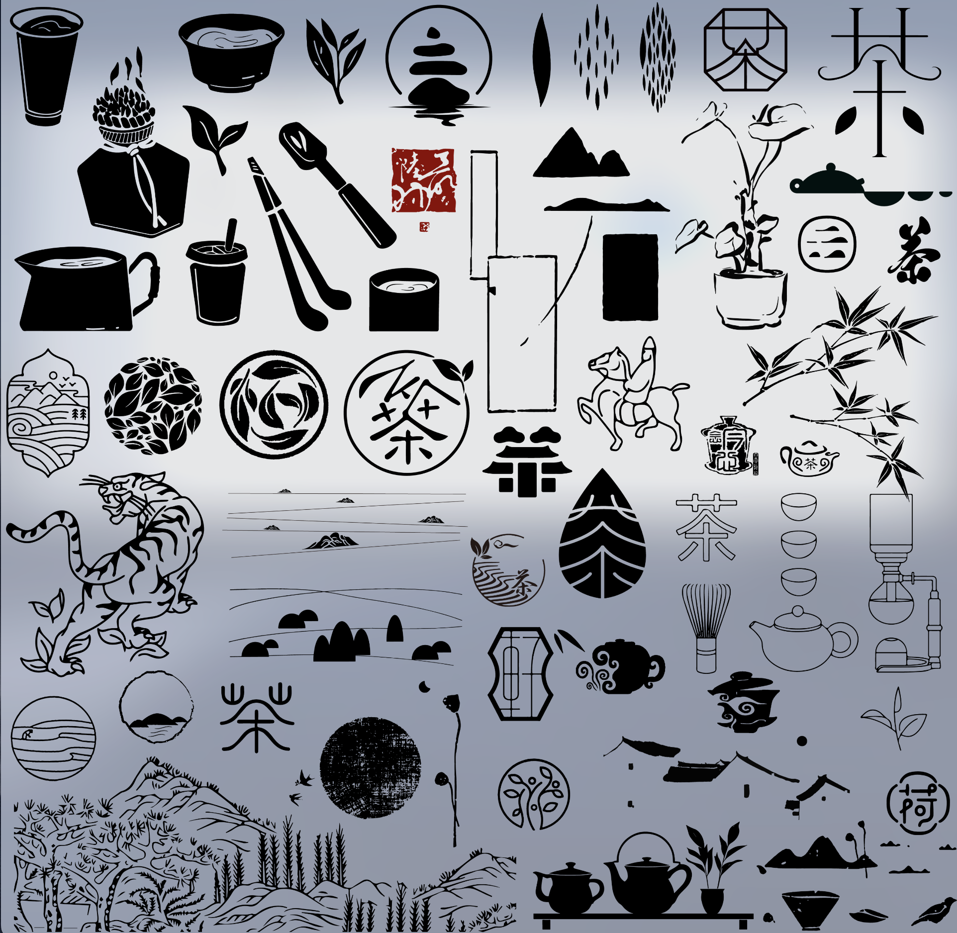 【1239期】请君品茶—新中式茶元素logo素材合集