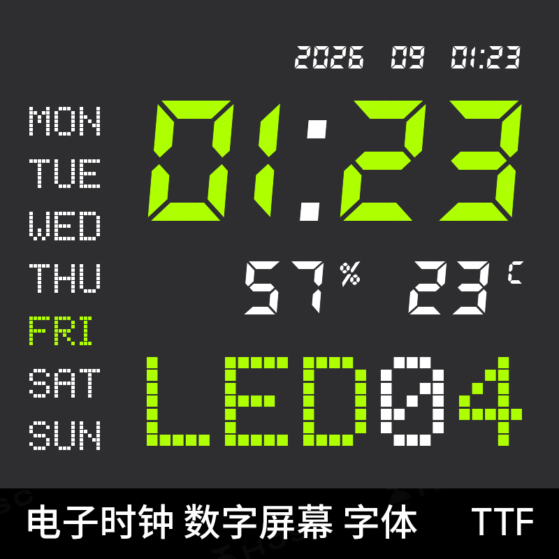【1284期】一秒get赛博朋克风！这套复古LED数字字体，让设计自带科技buff